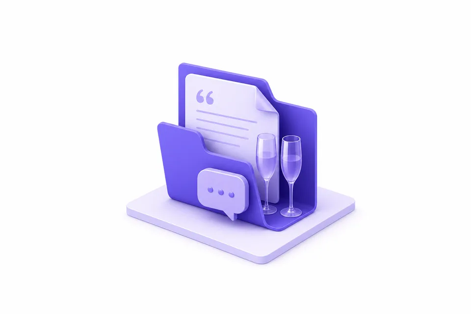 Quotes, email threads and event-night prep brought together in one file per event.